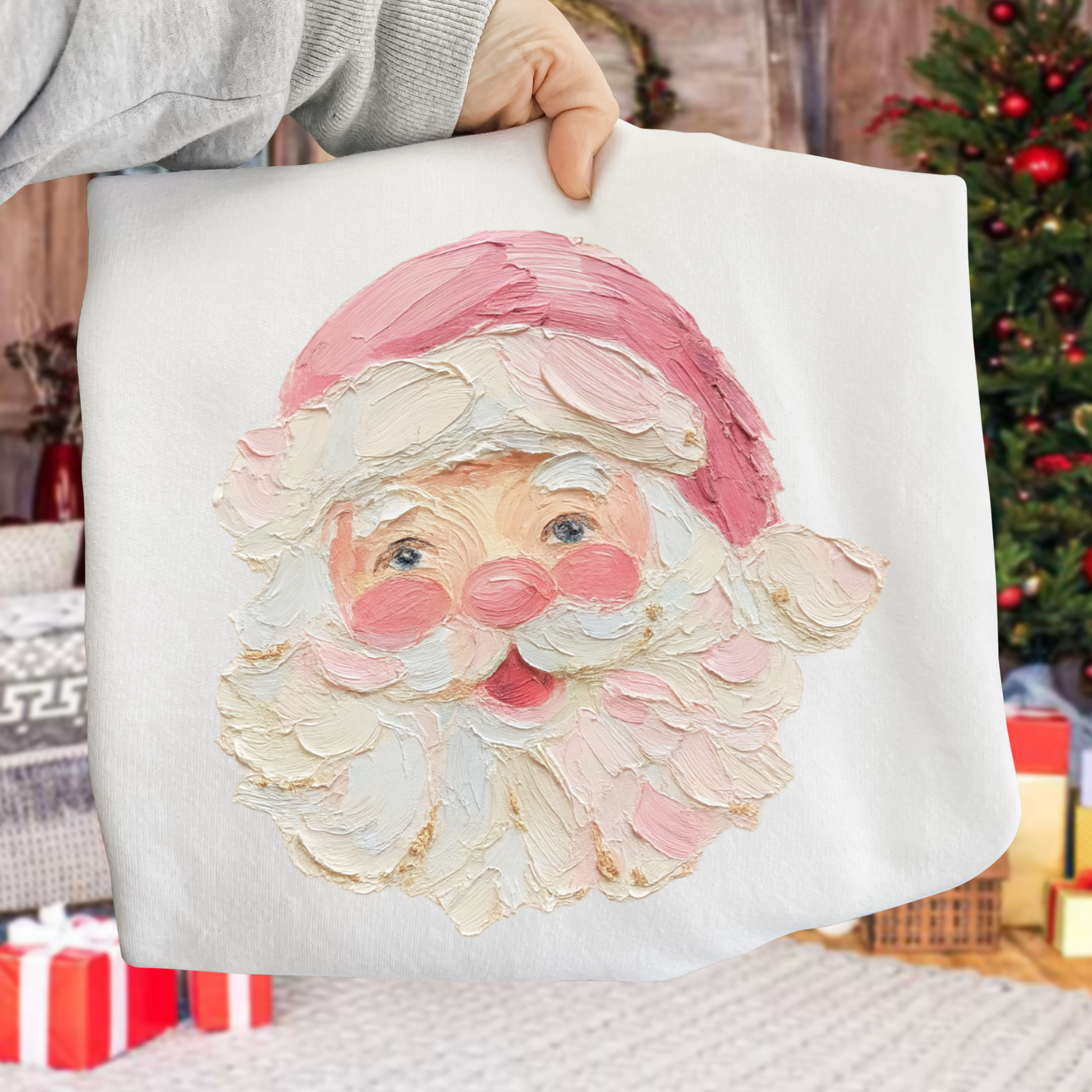 Impressionist Painted Jolly Santa Claus Christmas Painting DTF Transfer