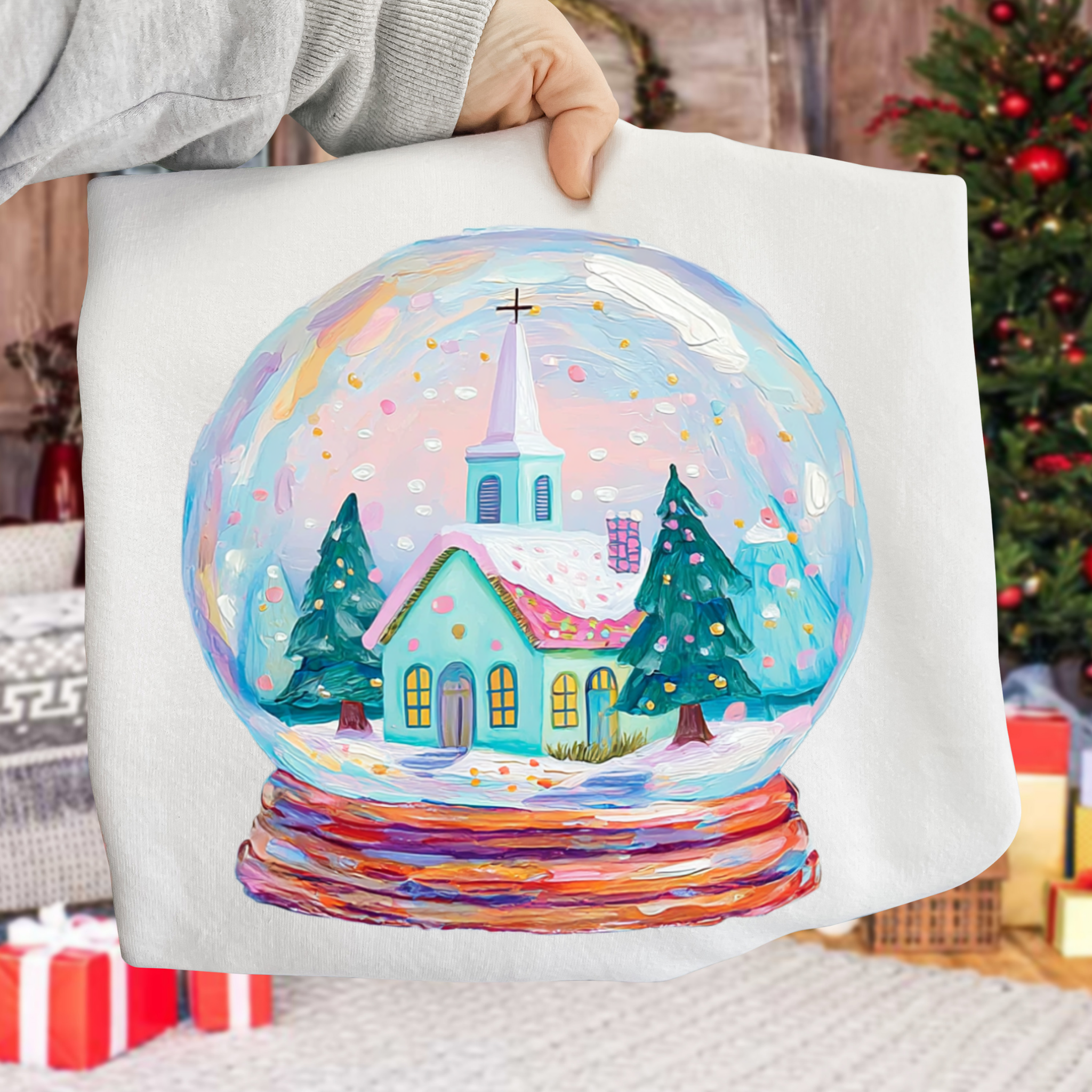 Little Country Christmas Church Snowglobe DTF Transfer