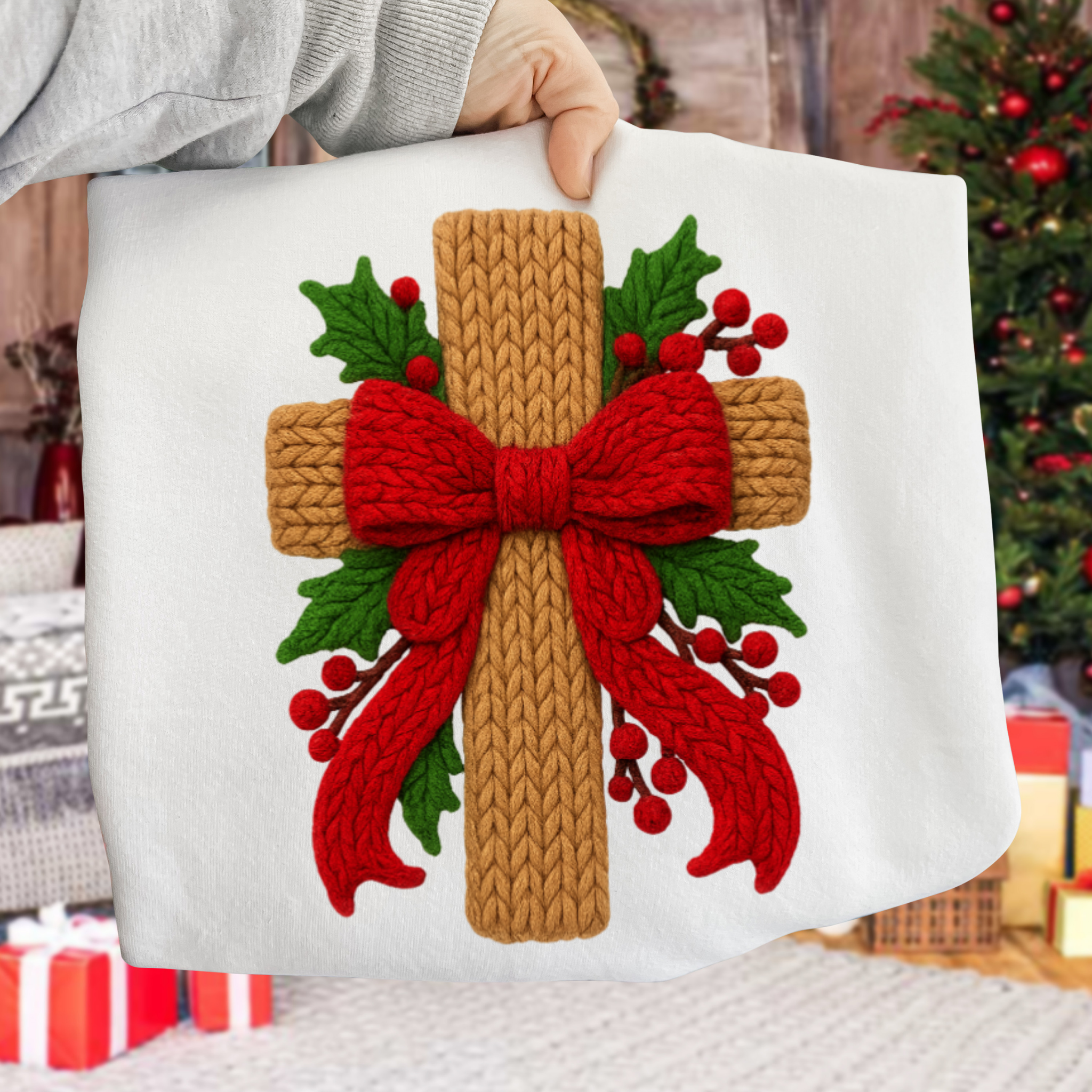 Floral Christian Cross DTF Transfer