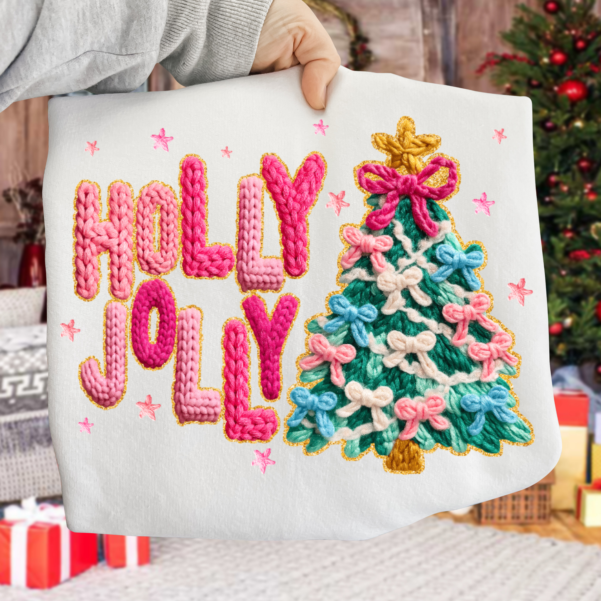 Holly Jolly Christmas Tree DTF Transfer