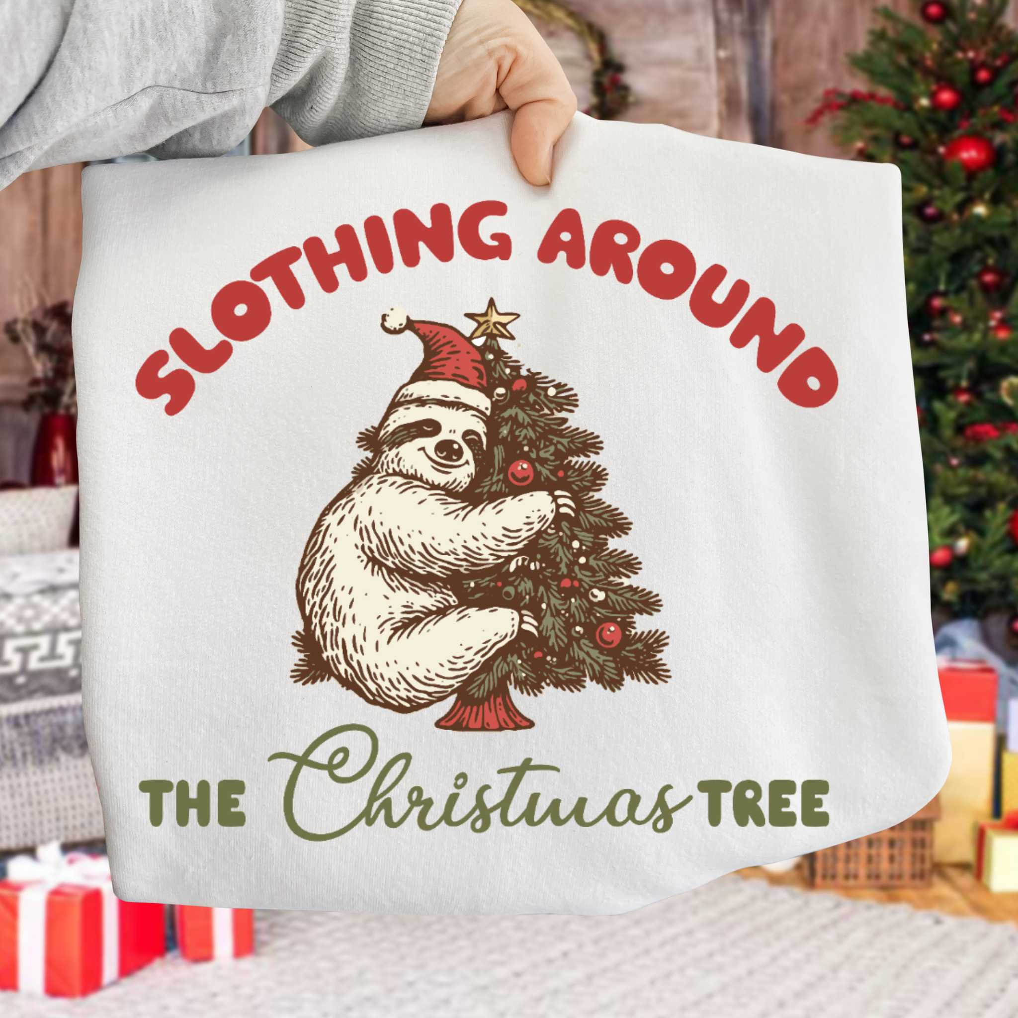 Slothing Around The Christmas Tree DTf Transfer