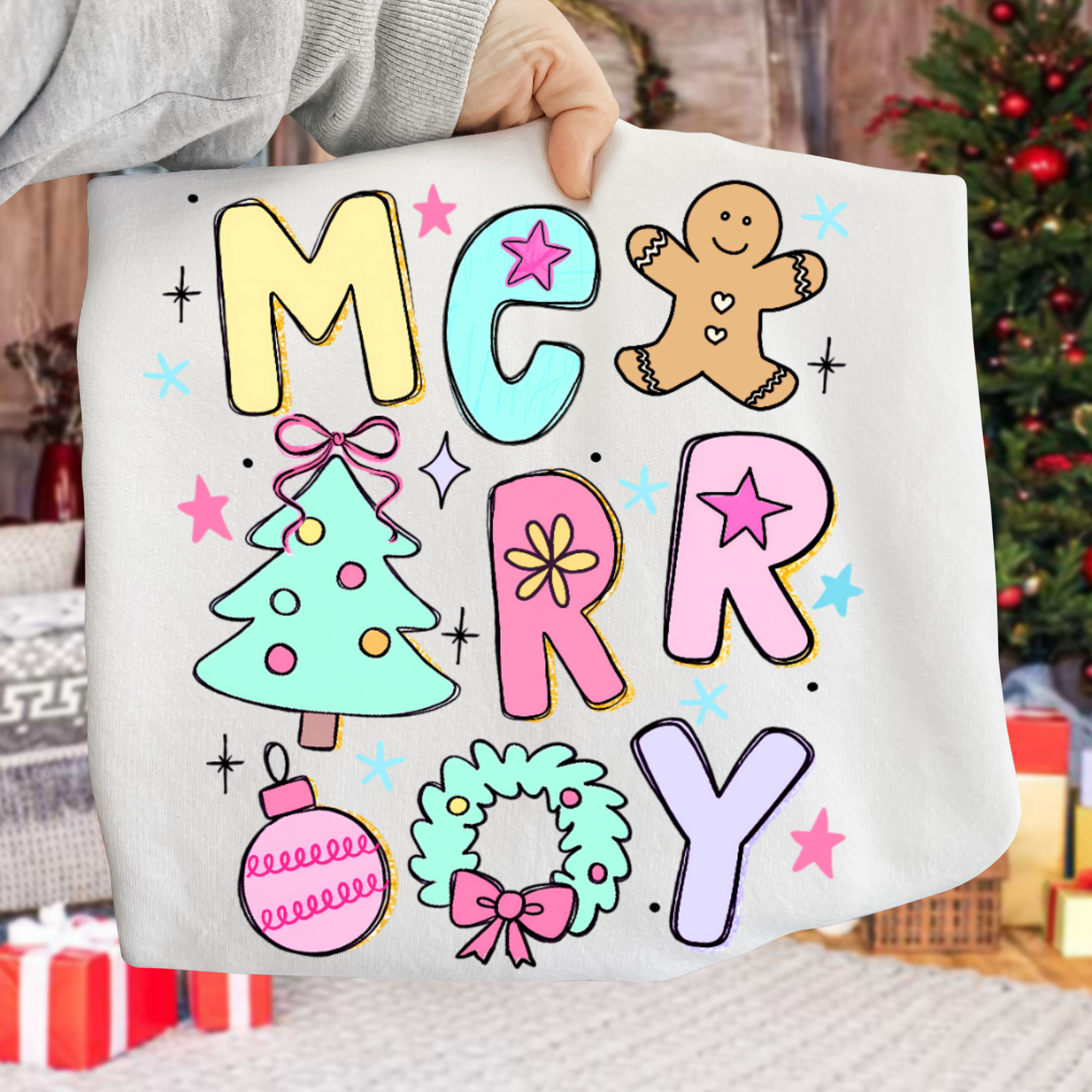 Marry Christmas Tress DTF Transfer