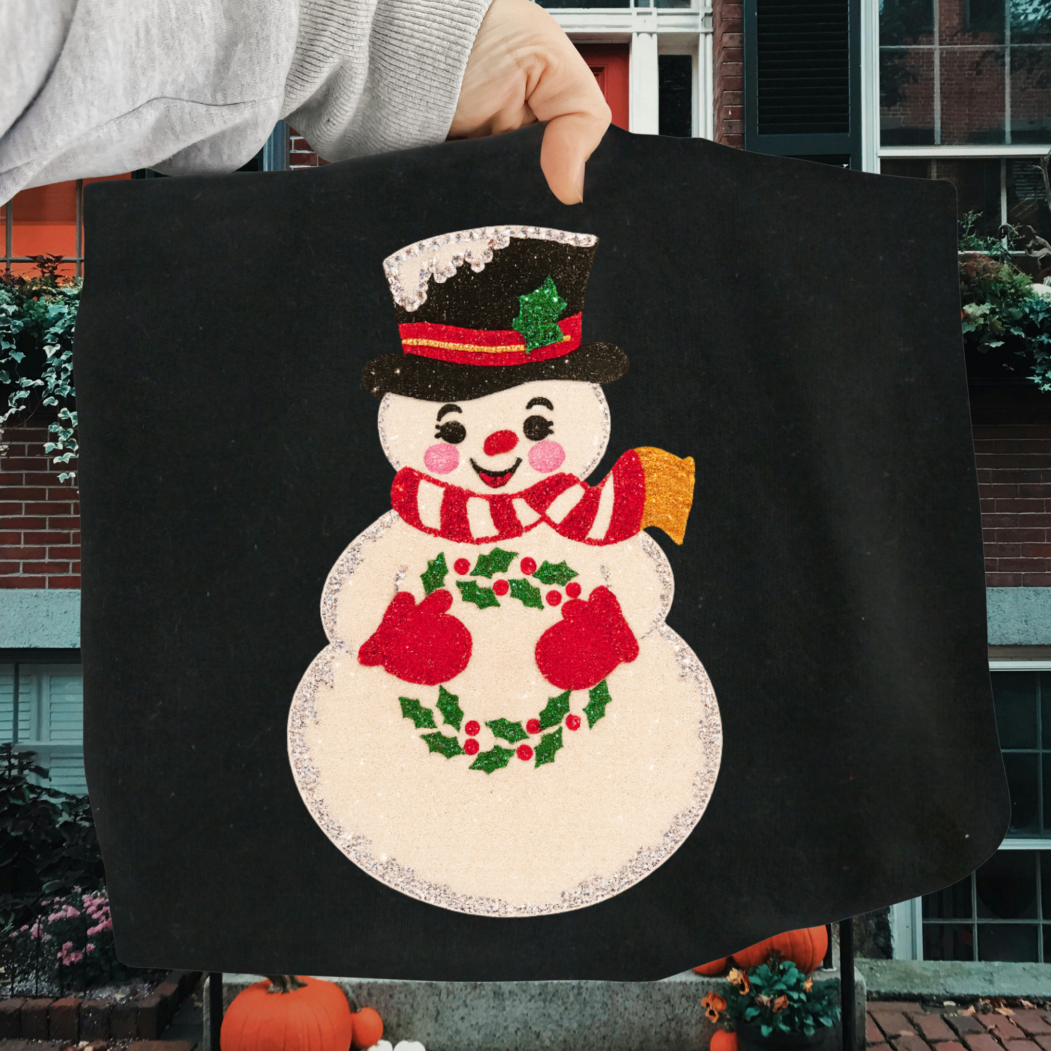Faux Sparkle Snowman Vintage Christmas DTF Transfer