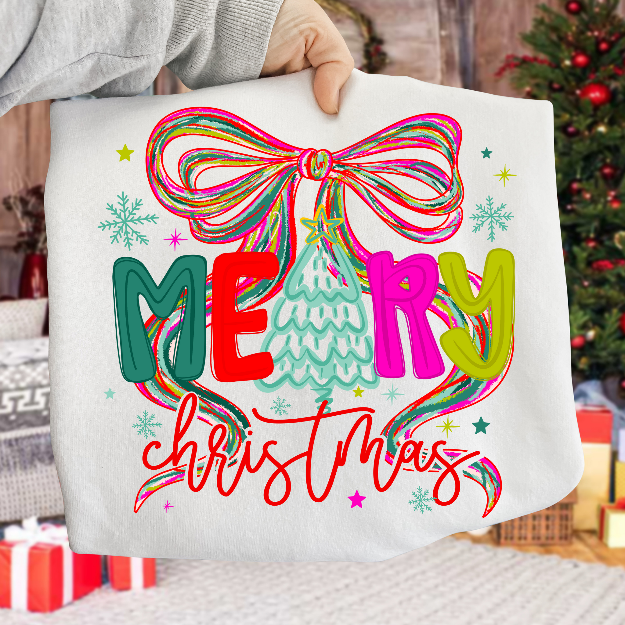 Marry Christmas Bow DTF Transper
