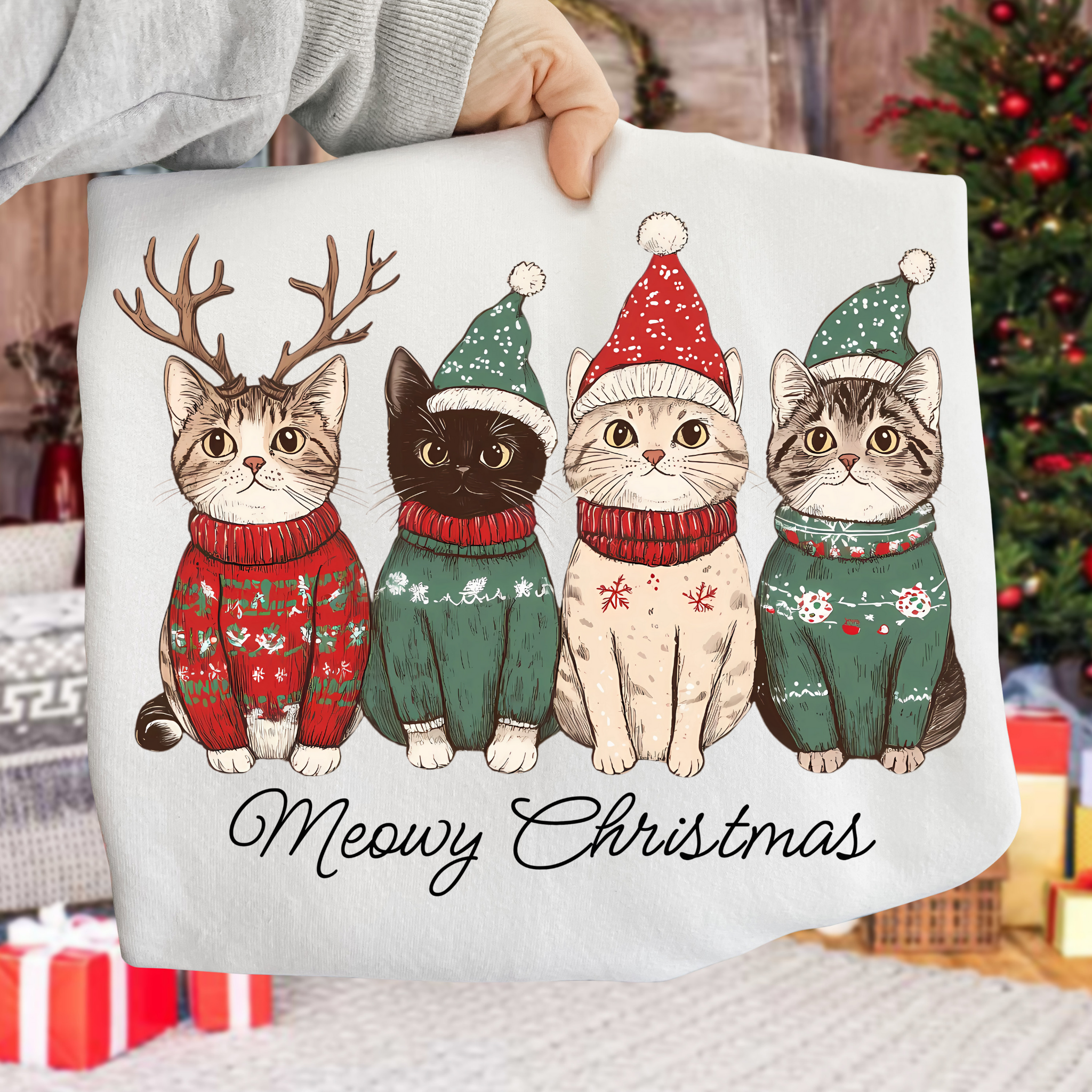 Funny Cat Christmas DTF Transfer