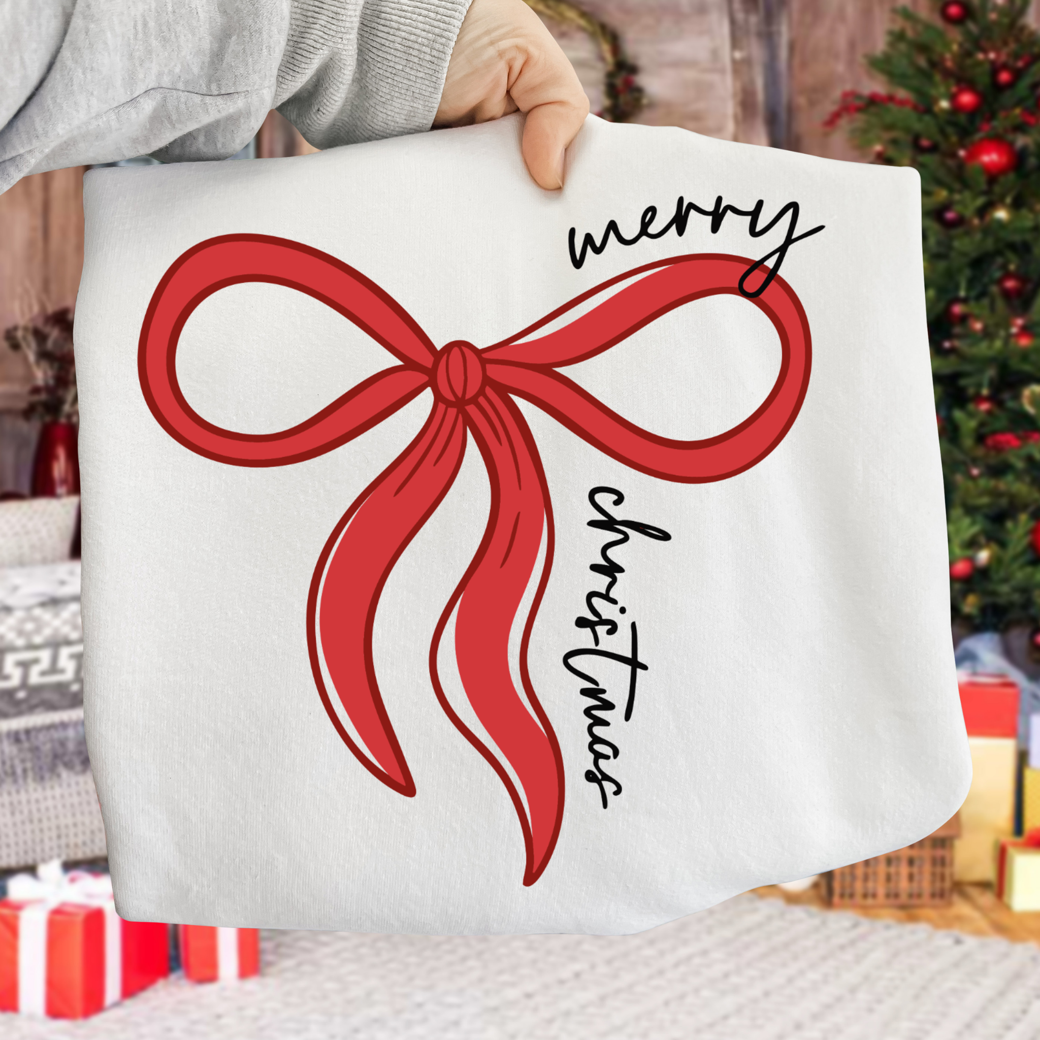 Merry Christmas Red Bow DTF Transfer