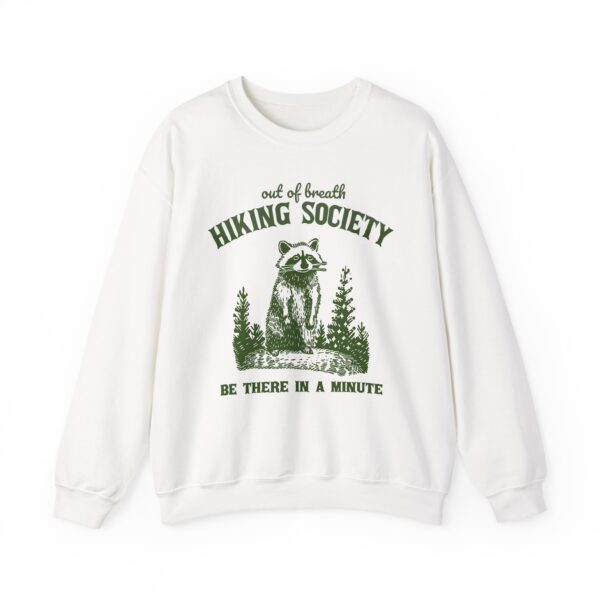 Out of Breath Hiking Society Sweatshirt – Funny Hiking Raccoon Sweater